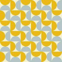 Trendy geometric seamless pattern with yellow and blue semicircles on a beige background. Modern abstract background. Vector illustration