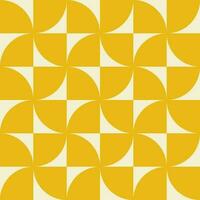 Retro geometric aesthetic seamless pattern. Modern floral vector background with abstract simple shapes. Yellow and beige colors