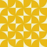 Retro geometric aesthetic seamless pattern. Modern floral vector background with abstract simple shapes. Yellow and beige colors