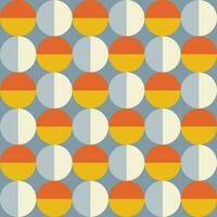 Trendy geometric seamless pattern with colorful circles on a blue background. Modern abstract background. Vector illustration