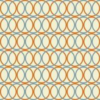 Retro aesthetic seamless pattern with interlacing rings or circles on a beige background. Modern vector line art background for fabric design, textile, wrapping paper