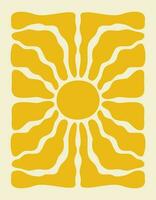 vertical retro maravilloso antecedentes con brillante rayos de sol en estilo años 60, años 70 de moda vistoso gráfico impresión. vector ilustración