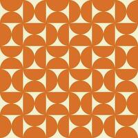 Trendy geometric seamless pattern with orange semicircles on a beige background. Modern abstract monochrome background. Vector illustration