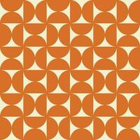 Trendy geometric seamless pattern with orange semicircles on a beige background. Modern abstract monochrome background. Vector illustration