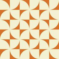 Retro geometric aesthetic seamless pattern. Modern floral vector background with abstract simple shapes. Orange and beige colors