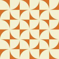 Retro geometric aesthetic seamless pattern. Modern floral vector background with abstract simple shapes. Orange and beige colors