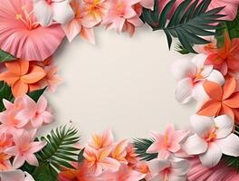 Tropical floral background copy space. Space for text photo