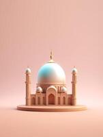 Islamic cute 3d mosque for ramadan and Eid greeting background photo