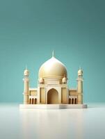 Islamic cute 3d mosque for ramadan and Eid greeting background photo