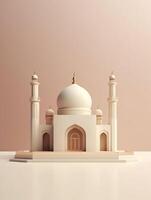 Islamic cute 3d mosque for ramadan and Eid greeting background photo