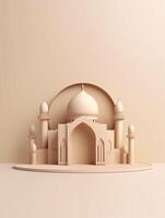 Islamic cute 3d mosque for ramadan and Eid greeting background photo