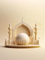 islámico linda 3d mezquita para Ramadán y eid saludo antecedentes ai generativo foto