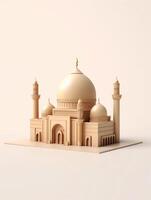 Islamic cute 3d mosque for ramadan and Eid greeting background photo