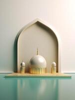 Islamic cute 3d mosque for ramadan and Eid greeting background photo