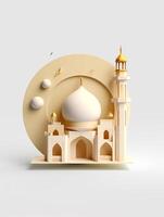 islámico linda 3d mezquita para Ramadán y eid saludo antecedentes ai generativo foto