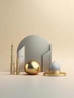 Islamic cute 3d mosque for ramadan and Eid greeting background photo