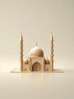 Islamic cute 3d mosque for ramadan and Eid greeting background photo