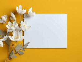 Tropical floral background with blank paper copy space. Space for text photo