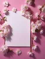 Tropical floral background with blank paper copy space. Space for text photo