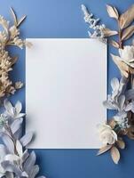 Tropical floral background with blank paper copy space. Space for text photo