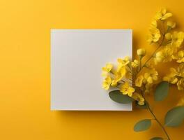 Tropical floral background with blank paper copy space. Space for text photo