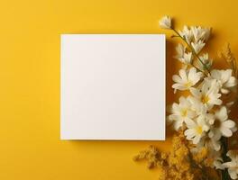 Tropical floral background with blank paper copy space. Space for text photo