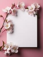 Tropical floral background with blank paper copy space. Space for text photo