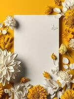 Tropical floral background with blank paper copy space. Space for text photo