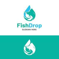 Sail Fish with Water Drop in Simple Flat Logo Design vector