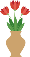 huis plant, bloemen in een vaas. PNG met transparant achtergrond