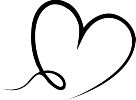 Abstract continuous line heart line art illustration. PNG with transparent background.