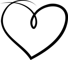 Abstract continuous line heart line art illustration. PNG with transparent background.
