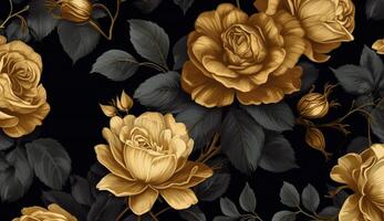 Black and golden shameless botanical pattern photo