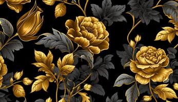 Black and golden shameless botanical pattern photo