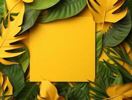 Tropical floral background copy space. photo