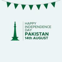 Pakistan Independence Day 14th August Post for Social Media. Pakistan Independence Day Vector Template. EPS 10 Vector.