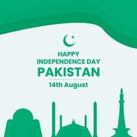 Pakistan Independence Day 14th August Post for Social Media. Pakistan Independence Day Vector Template. EPS 10 Vector.