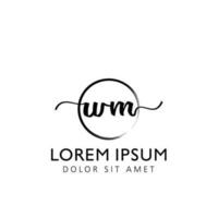 Letter WM Initial handwriting logo with signature and hand drawn style. vector
