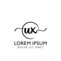 Letter UX Initial handwriting logo with signature and hand drawn style. vector