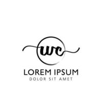 Letter WC Initial handwriting logo with signature and hand drawn style. vector