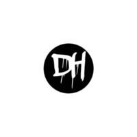 Initial DH letter drip template design vector