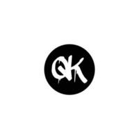 Initial QK letter drip template design vector