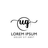 Letter UG Initial handwriting logo with signature and hand drawn style. vector