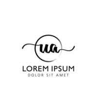 Letter UA Initial handwriting logo with signature and hand drawn style. vector