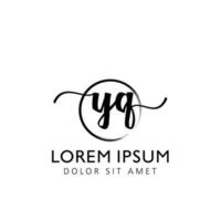 Letter YQ Initial handwriting logo with signature and hand drawn style. vector