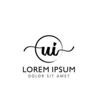 Letter UI Initial handwriting logo with signature and hand drawn style. vector