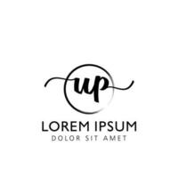 Letter UP Initial handwriting logo with signature and hand drawn style. vector