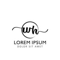 letra wh inicial escritura logo con firma y mano dibujado estilo. vector