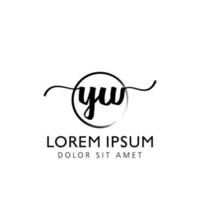 Letter YW Initial handwriting logo with signature and hand drawn style. vector