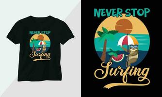 verano surf camiseta diseño concepto. todas diseños son vistoso y creado utilizando tabla de surf, playa, verano, mar, etc vector